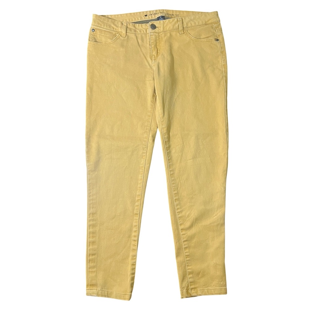 Celebrity Pink Mustard Yellow Skinny Jeans Low Rise Stretch Womens 13 MJ5820 EUC